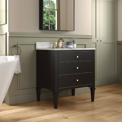 Roma 30" Freestanding Bathroom Vanity with Stone Top and Porcelain Undermount Sink