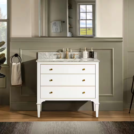Roma 36" Freestanding Bathroom Vanity with Stone Top and Porcelain Undermount Sink