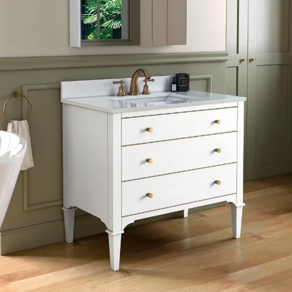Roma 42" Freestanding Bathroom Vanity with Stone Top and Porcelain Undermount Sink