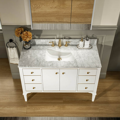 Roma 48" Freestanding Bathroom Vanity with Stone Top and Porcelain Undermount Sink