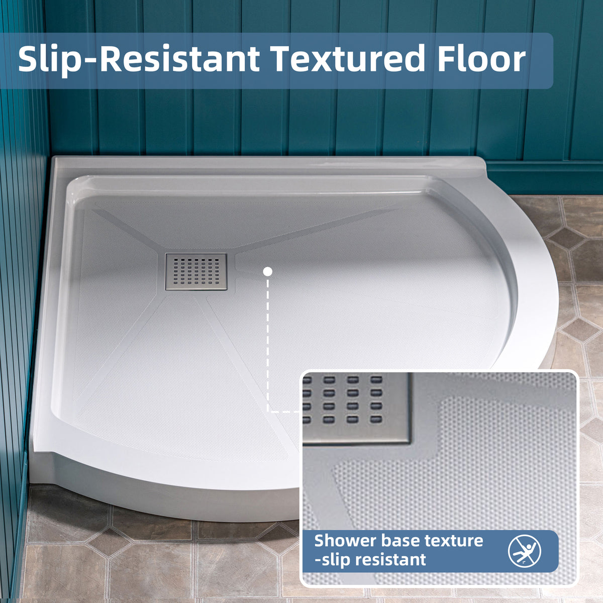 Round Neo-Angle Corner Solid Surface Shower Base Pan