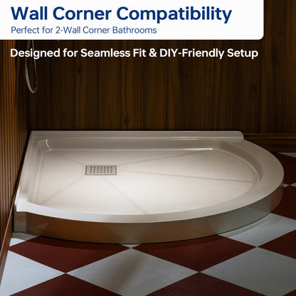 Round Neo-Angle Corner Solid Surface Shower Base Pan