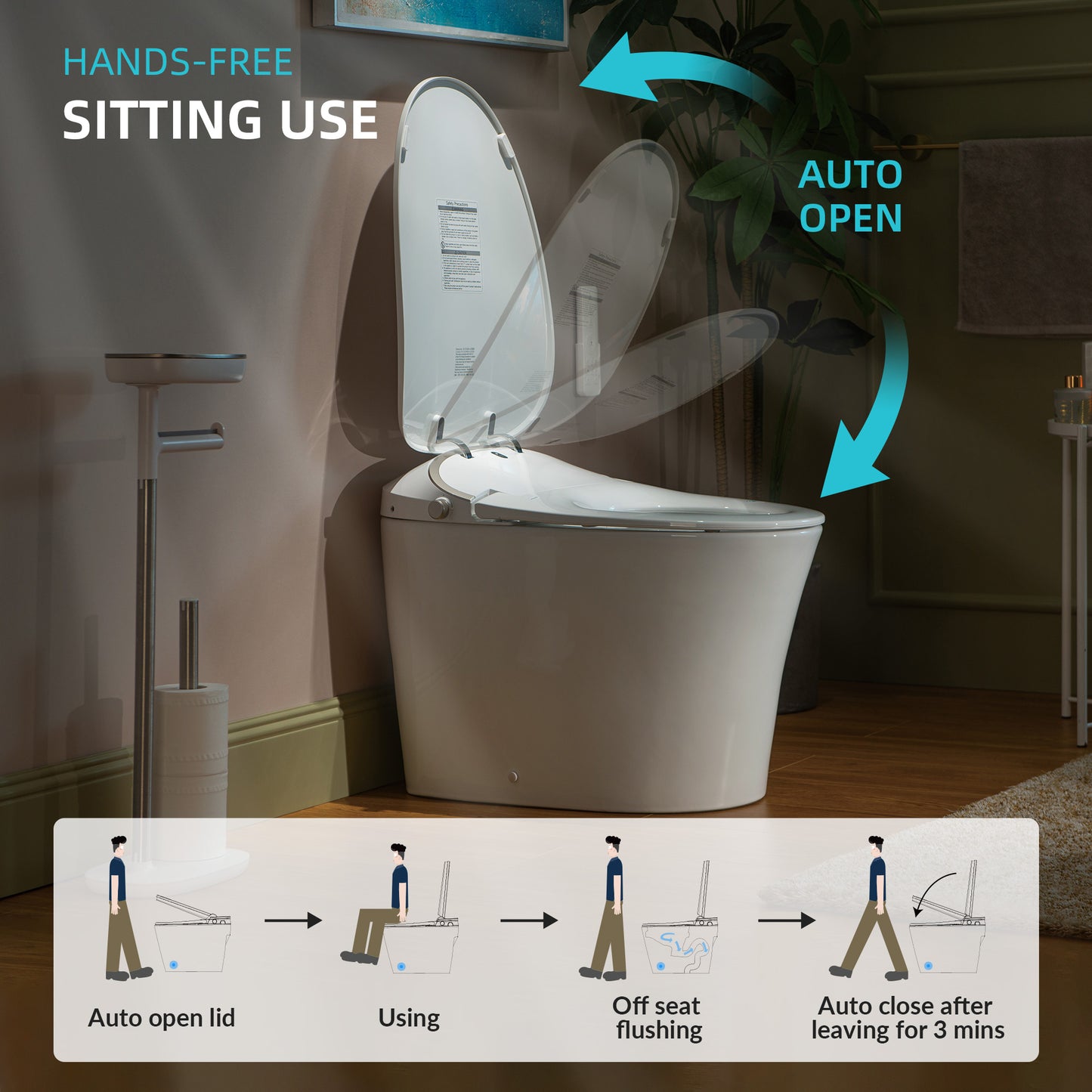Rowan One-Piece Intelligent Bidet Toilet - profile view