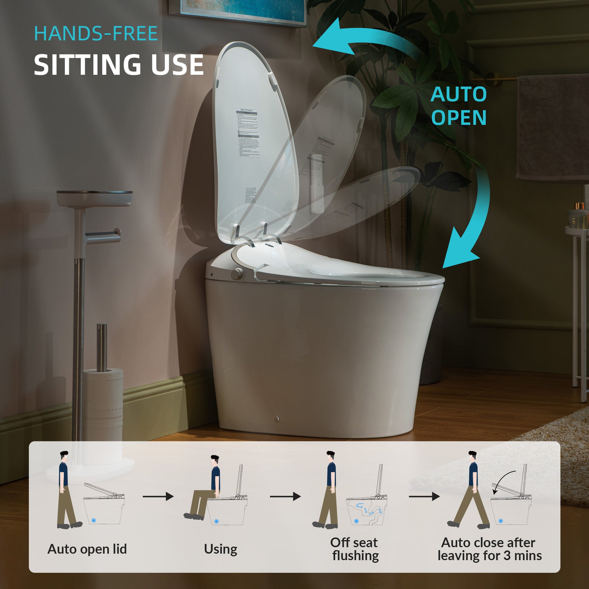 Rowan One-Piece Intelligent Bidet Toilet - profile view