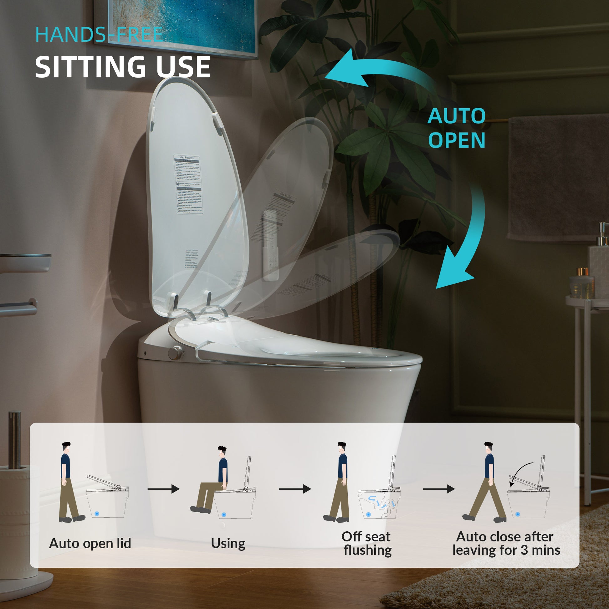 Rowan One-Piece Intelligent Bidet Toilet - top view