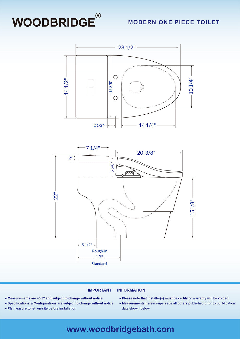 Selene Elongated Intelligent Bidet Toilet - profile view