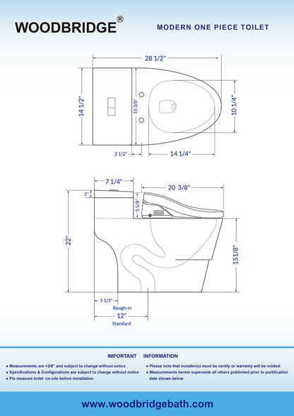 Selene Elongated Intelligent Bidet Toilet - profile view