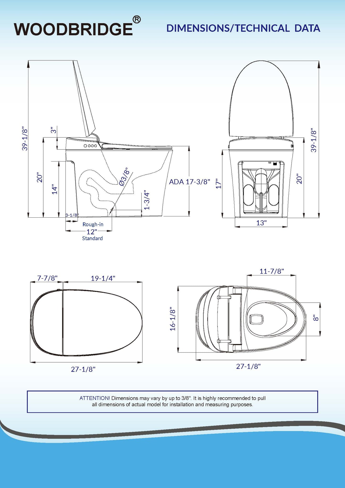 Soren Tankless Intelligent Bidet Toilet - top view