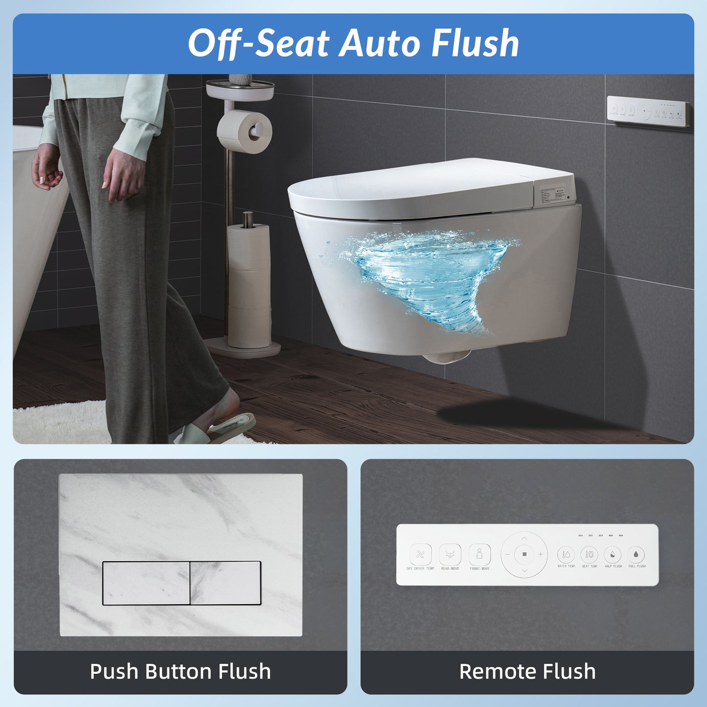 Sterling Wall-Hung Intelligent Bidet Toilet - profile view