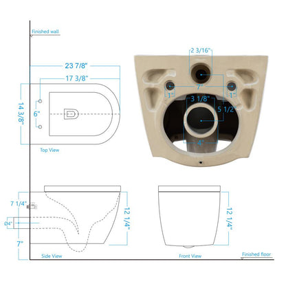 Sterling Wall-Hung Intelligent Bidet Toilet - seat detail