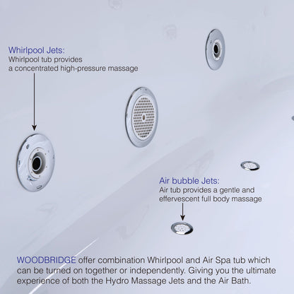 Tekne 71" Freestanding Whirlpool Bathtub