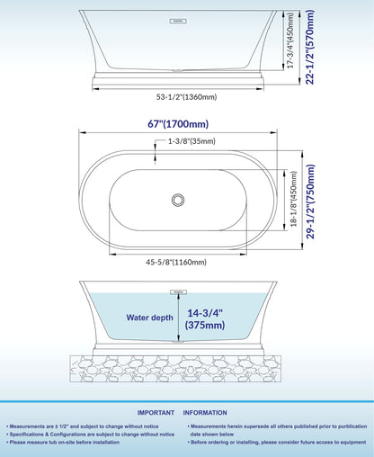 Tuman 67" Freestanding Bathtub