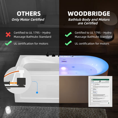 Vodor 72" Freestanding Whirlpool Bathtub