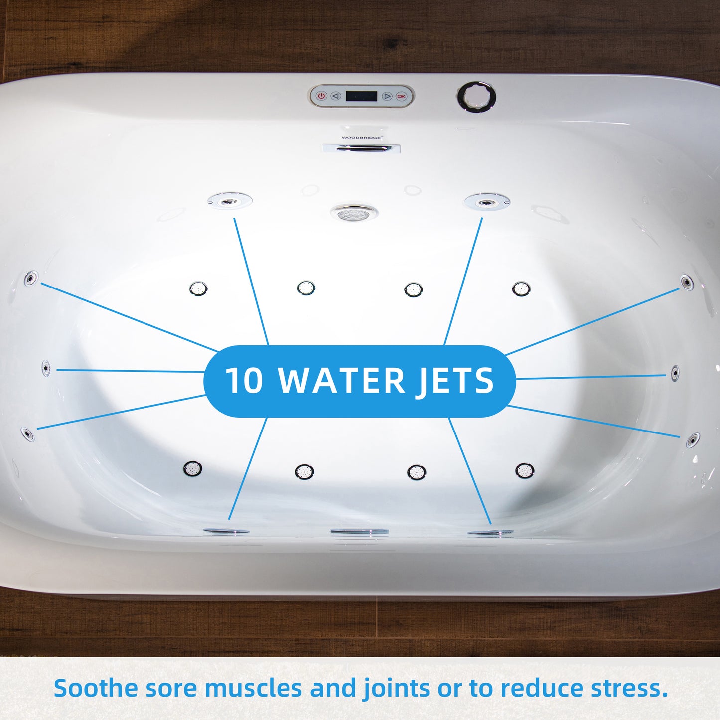 Vodor 72" Freestanding Whirlpool Bathtub