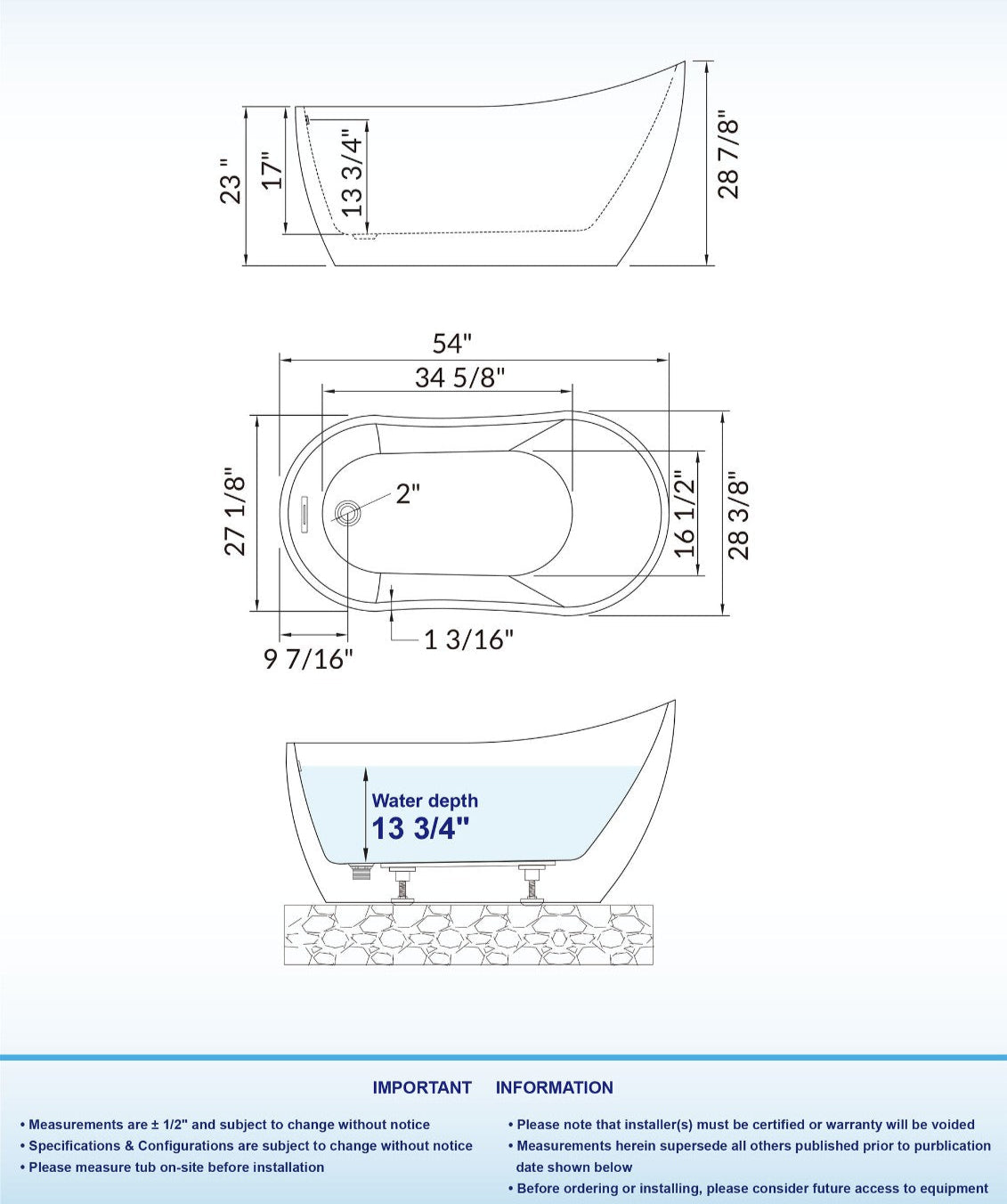 Welle 54" Freestanding Bathtub