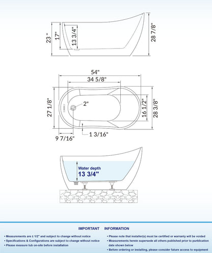 Welle 54" Freestanding Bathtub