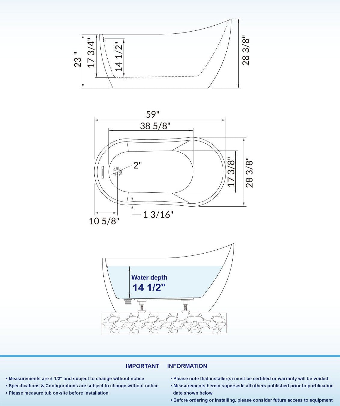 Welle 59" Freestanding Bathtub