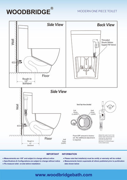Weston Square One-Piece Toilet - profile view