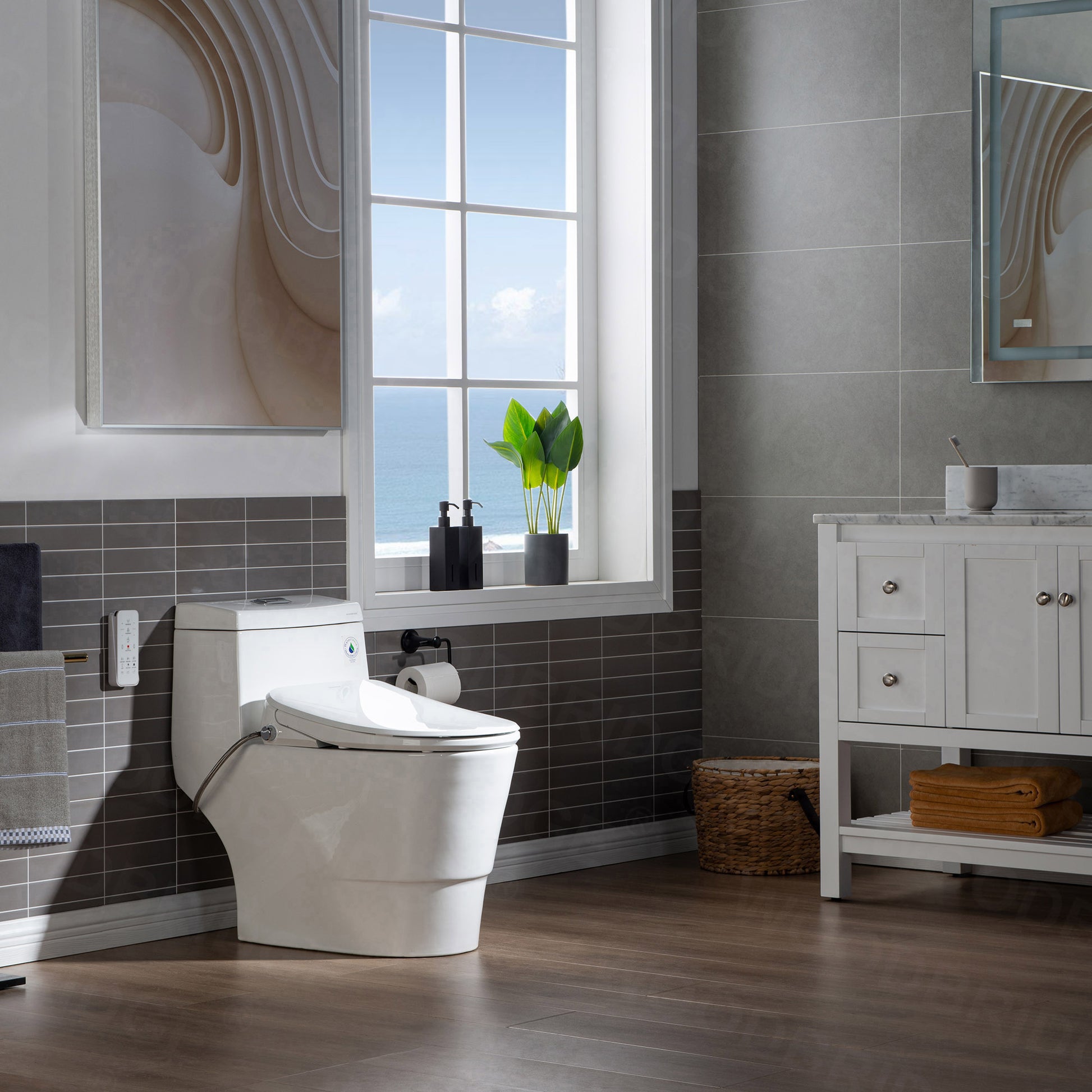 Wren Elongated Intelligent Bidet Toilet - three-quarter view