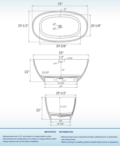 Zato 55" Freestanding Bathtub
