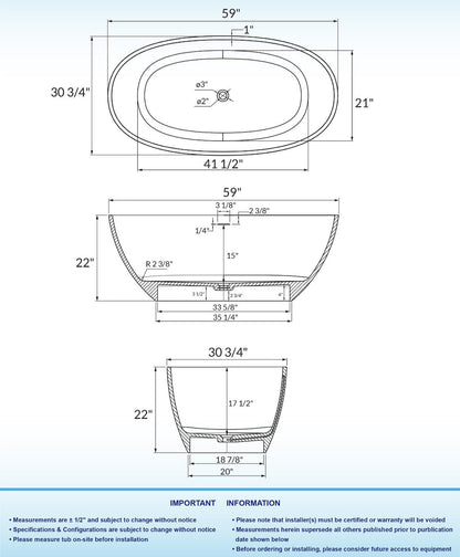 Zato 59" Freestanding Bathtub