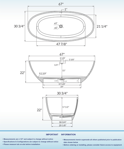 Zato 67" Freestanding Bathtub