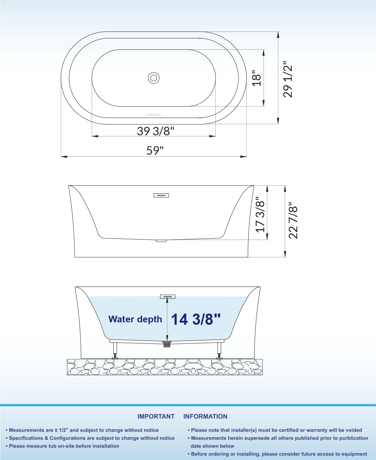 Zen 59" Freestanding Bathtub