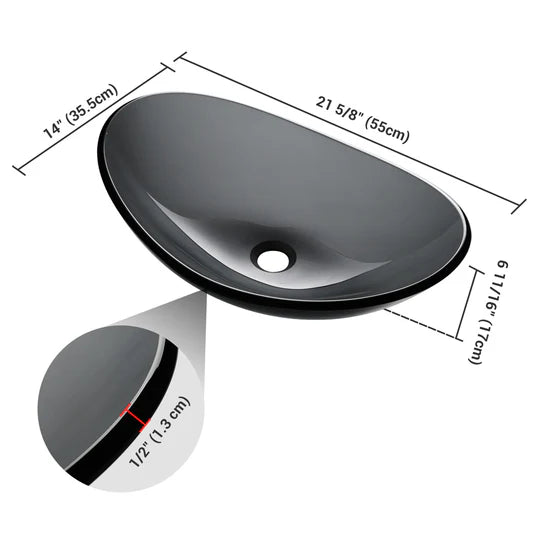 Declan Tempered Glass Vessel Bathroom Sink