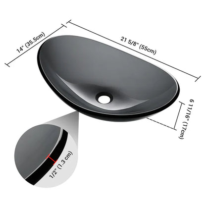Declan Tempered Glass Vessel Bathroom Sink