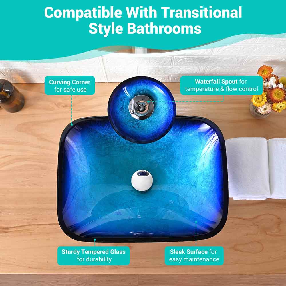 Gavin Tempered Glass Vessel Bathroom Sink