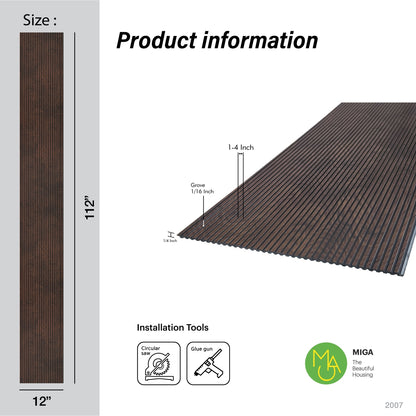 Dark Oak Two-Tone Small Slatted Polypropylene Interior Decorative Wall Panel