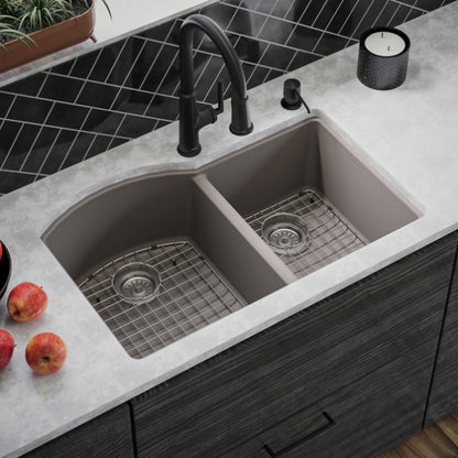 Stonera 32" Quartz Composite Undermount Double Basin Kitchen Sink