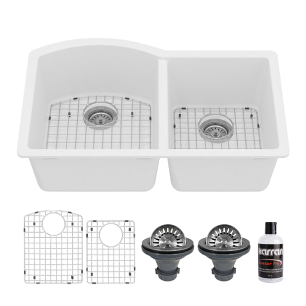 Stonera 32" Quartz Composite Undermount Double Basin Kitchen Sink