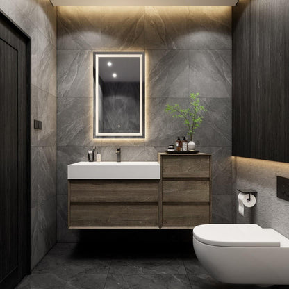 Max 44" Wall Mounted Bathroom Vanity with Reinforced Acrylic Integrated Sink Top and Linen Cabinet
