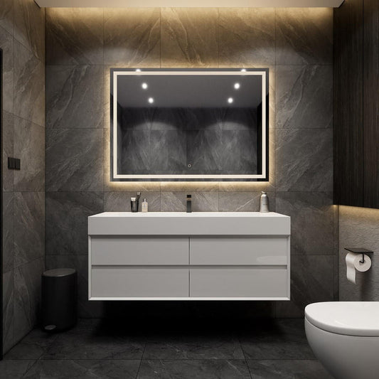 Max 60" Wall Mounted Bathroom Vanity with Reinforced Acrylic Integrated Sink Top