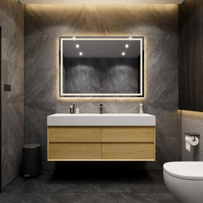 Max 60" Wall Mounted Bathroom Vanity with Reinforced Acrylic Integrated Sink Top