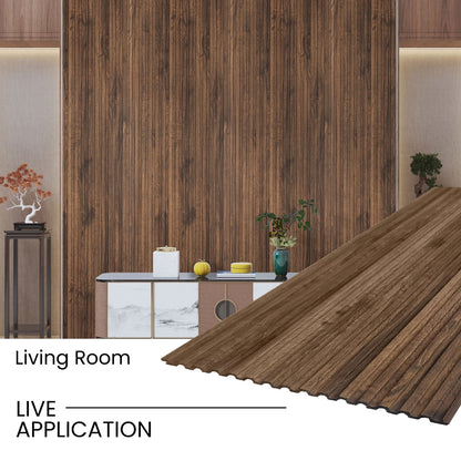 Walnut Small Slatted Polypropylene Interior Decorative Wall Panel