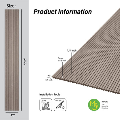 Ash Grey Scallop Polypropylene Interior Decorative Wall Panel