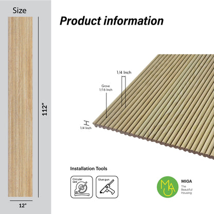 White Oak Scallop Polypropylene Interior Decorative Wall Panel