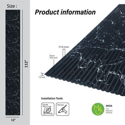 Nero Marquina Medium Slatted Polypropylene Interior Decorative Wall Panel