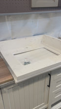 Load and play video in Gallery viewer, White Carrara Engineered Marble Vanity Countertop
