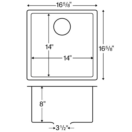 Seamless 17" Quartz Composite Undermount Bar Sink