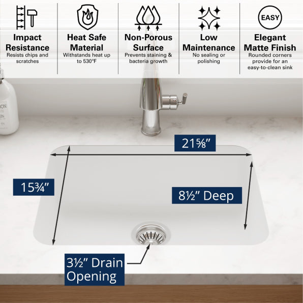 Seamless 24" Quartz Composite Undermount Kitchen Sink