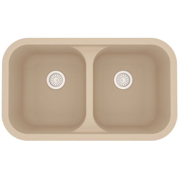 Seamless 33" Quartz Composite Undermount Double Basin Kitchen Sink