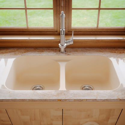 Seamless 33" Quartz Composite Undermount Double Basin Kitchen Sink