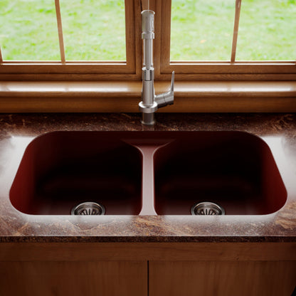 Seamless 33" Quartz Composite Undermount Double Basin Kitchen Sink