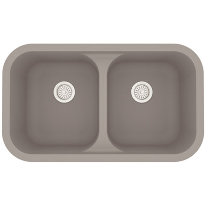 Seamless 33" Quartz Composite Undermount Double Basin Kitchen Sink