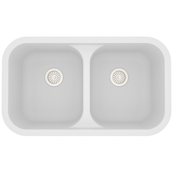 Seamless 33" Quartz Composite Undermount Double Basin Kitchen Sink