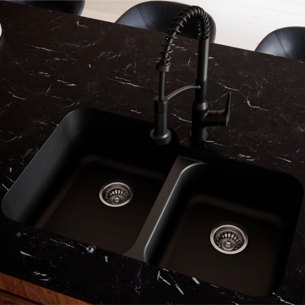 Seamless 33" Quartz Composite Undermount Double Basin Kitchen Sink