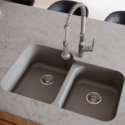 Seamless 33" Quartz Composite Undermount Double Basin Kitchen Sink